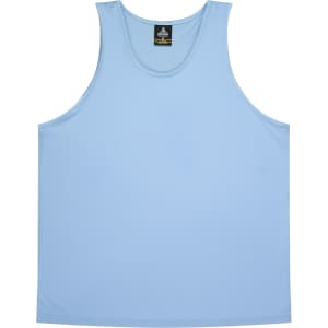 A light blue singlet with a logo, designed for kids. It features a classic sleeveless style.
