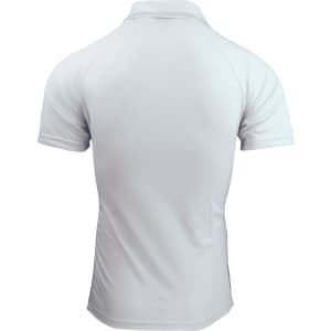 A light grey men's polo shirt featuring a back view, with a simple design and a logo on the side.