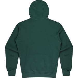A dark green men's hoodie featuring a hood and long sleeves, with a plain back design.