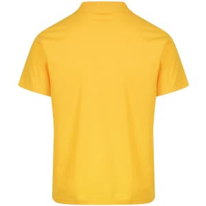 A yellow polo shirt with a simple design and short sleeves. The shirt has a collar and no visible branding.