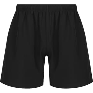 Black sports shorts with an elastic waistband and no visible logos or branding. Ideal for training activities.