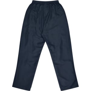 Track pants in dark blue, featuring an elastic waistband and a straight leg design. Includes a logo.