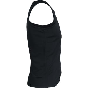 A black men's singlet featuring a classic tank top design and a fitted style. Includes a logo.