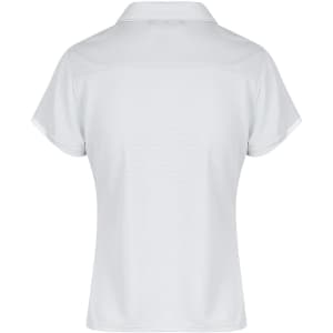 A light grey polo shirt with short sleeves and a classic collar, featuring a branded logo.