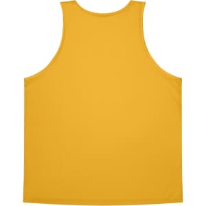 A plain yellow singlet featuring a branding logo, designed for kids.