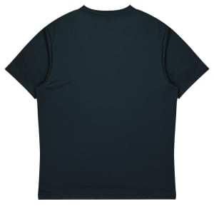 A dark green t-shirt with a relaxed fit and short sleeves. The back view is displayed, featuring a simple design.