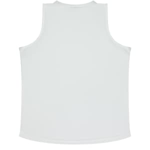 A plain white singlet with a smooth fabric finish, featuring a simple design and no visible branding.