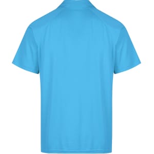 A light blue polo shirt with a classic collar, featuring a simple design and no visible patterns.