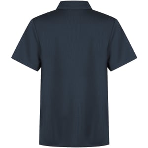 A dark navy polo shirt for kids, featuring a classic collar and short sleeves. It has a logo on the chest.