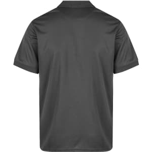A grey polo shirt with a classic collar, featuring a back view and no visible logos.
