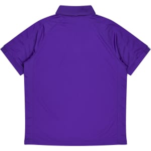 A purple polo shirt featuring a collar and short sleeves, with no visible logos or branding.