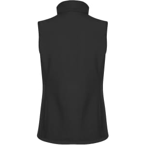 A black sleeveless vest with a high collar, featuring a fitted design and no visible logos or branding.