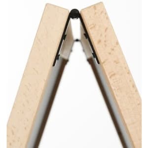 A wooden A-frame with a smooth finish, featuring a magnetic feature at the top for signs.