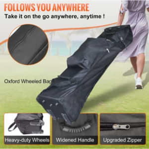 A durable black wheeled bag with heavy-duty wheels, a widened handle, and an upgraded zipper.