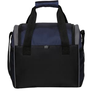 A bistro cooler bag in navy blue and black, featuring double handles and a removable shoulder strap.