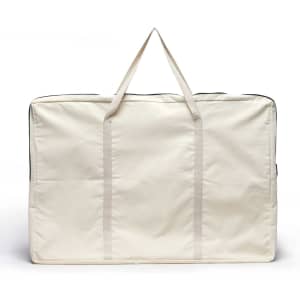 A storage bag in cream colour with sturdy handles, designed for carrying and organising items.