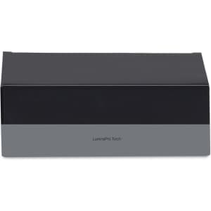 A black box with a grey base, featuring the product name 'LuminaPro Torch' displayed on the front.