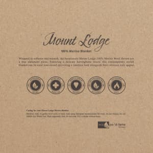 A soft, 100% Merino wool blanket with a textured design, featuring a logo on a natural cardboard background.