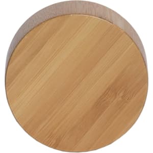 A round bamboo lid features a smooth, natural finish. It has a simple design without logos or branding.