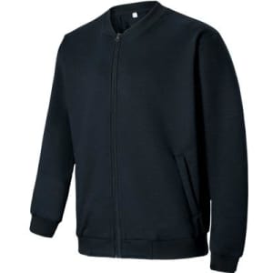 A black fleece jacket with a zip, featuring long sleeves and front pockets, ideal for kids.