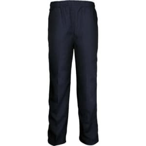 Black school trousers with an elastic waistband, featuring a simple design and no visible branding.