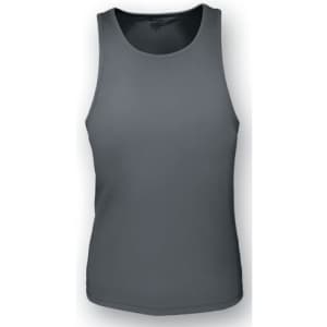 A grey ladies action back singlet with a fitted design. Features a subtle logo at the neck.