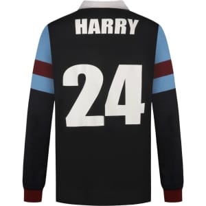 A black sports jumper with blue and maroon sleeves, featuring the numbers "24" and the name "HARRY" on the back.