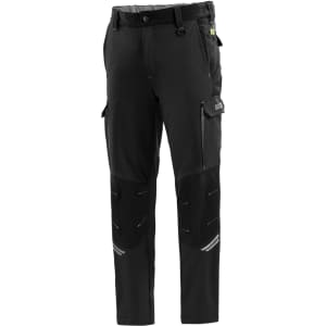 Black Oregon Tech Trousers featuring cargo pockets and reinforced panels. Includes a logo on the waistband.