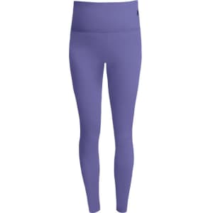 A pair of purple leggings featuring a high waistband and a discreet logo.