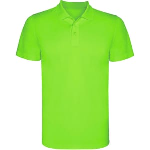 A bright green Monzha Polo Shirt with a classic collar and short sleeves, featuring a logo.