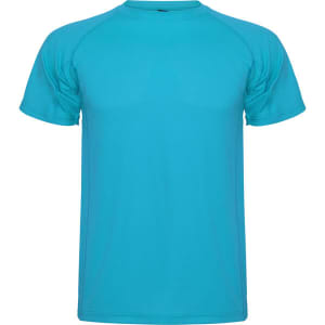 A turquoise Montecarlo T-Shirt with short sleeves and a crew neck. It features a logo on the front.