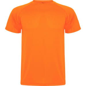 An orange Montecarlo T-Shirt with a crew neck and short sleeves, featuring a logo.