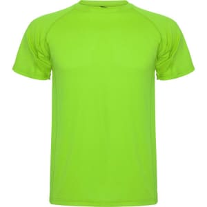 A bright green Montecarlo T-Shirt with a sporty design and a logo on it.