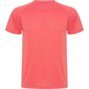 A coral Montecarlo T-Shirt with a classic crew neckline and short raglan sleeves. It features a small logo.
