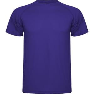 A purple Montecarlo T-Shirt with short sleeves and a round neck, featuring a logo.