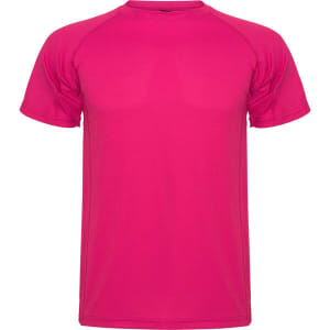 A pink Montecarlo T-Shirt with a crew neckline and short sleeves, featuring a logo.