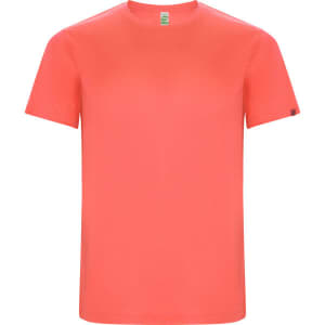 A coral Imola T-Shirt with a crew neck and short sleeves, featuring a logo on the sleeve.