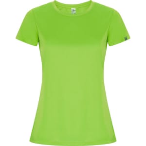 A bright green women's T-shirt with short sleeves and a slightly fitted design. It features a small logo.