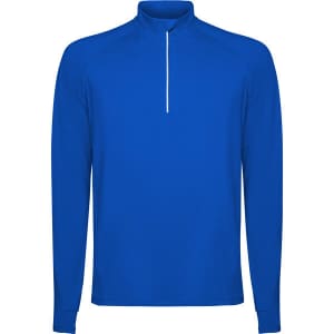 A blue Estambul Half Zip Sweatshirt featuring long sleeves and a quarter zip at the collar. Brand logo on the garment.