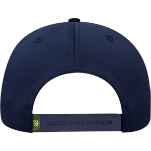 A navy blue six-panel low-profile cap with an adjustable strap and a branding logo on the back.