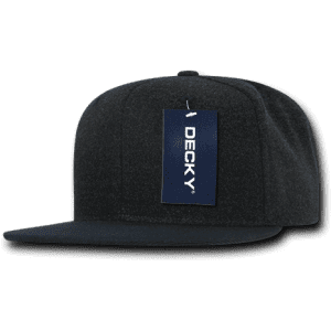 A structured, high-profile, six-panel snapback cap in dark grey, featuring a branded tag.