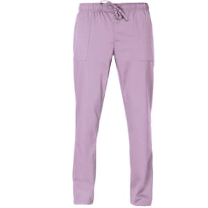 Light purple Rodi Pants featuring a drawstring waist and two front pockets. The pants have a simple design and branding.