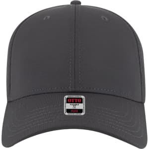 A grey 6 panel low profile baseball cap with a branded logo on the front.