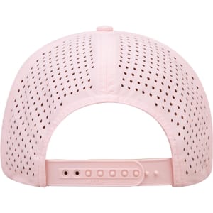A pink perforated baseball cap with a mid-profile design and an adjustable strap at the back.
