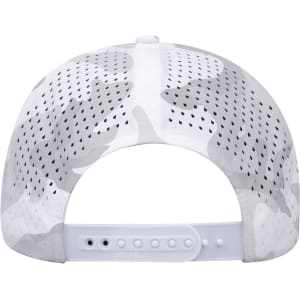 A grey camouflage perforated baseball cap with a mid-profile design and an adjustable strap at the back.