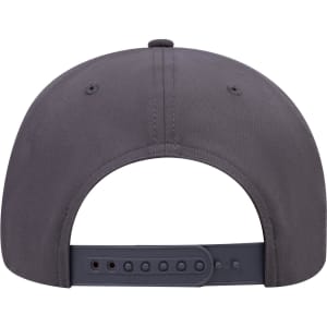 A grey 6-panel mid-profile baseball cap with a adjustable strap and a logo on the back.