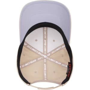 A mid-profile baseball cap featuring a light grey brim and a sand-coloured crown, with a logo inside.