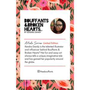 A promotional image featuring a floral background and text about the "Bouffants & Broken Hearts" artist Kendra Dandy.