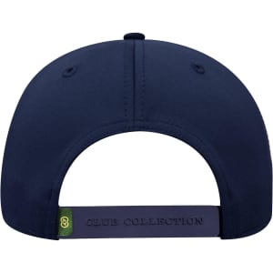 A navy blue low profile cap with a curved brim and a strap closure at the back. Features a logo on the strap.