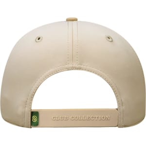 A low profile cap in beige with a branded strap at the back. Features a smooth finish and six-panel design.